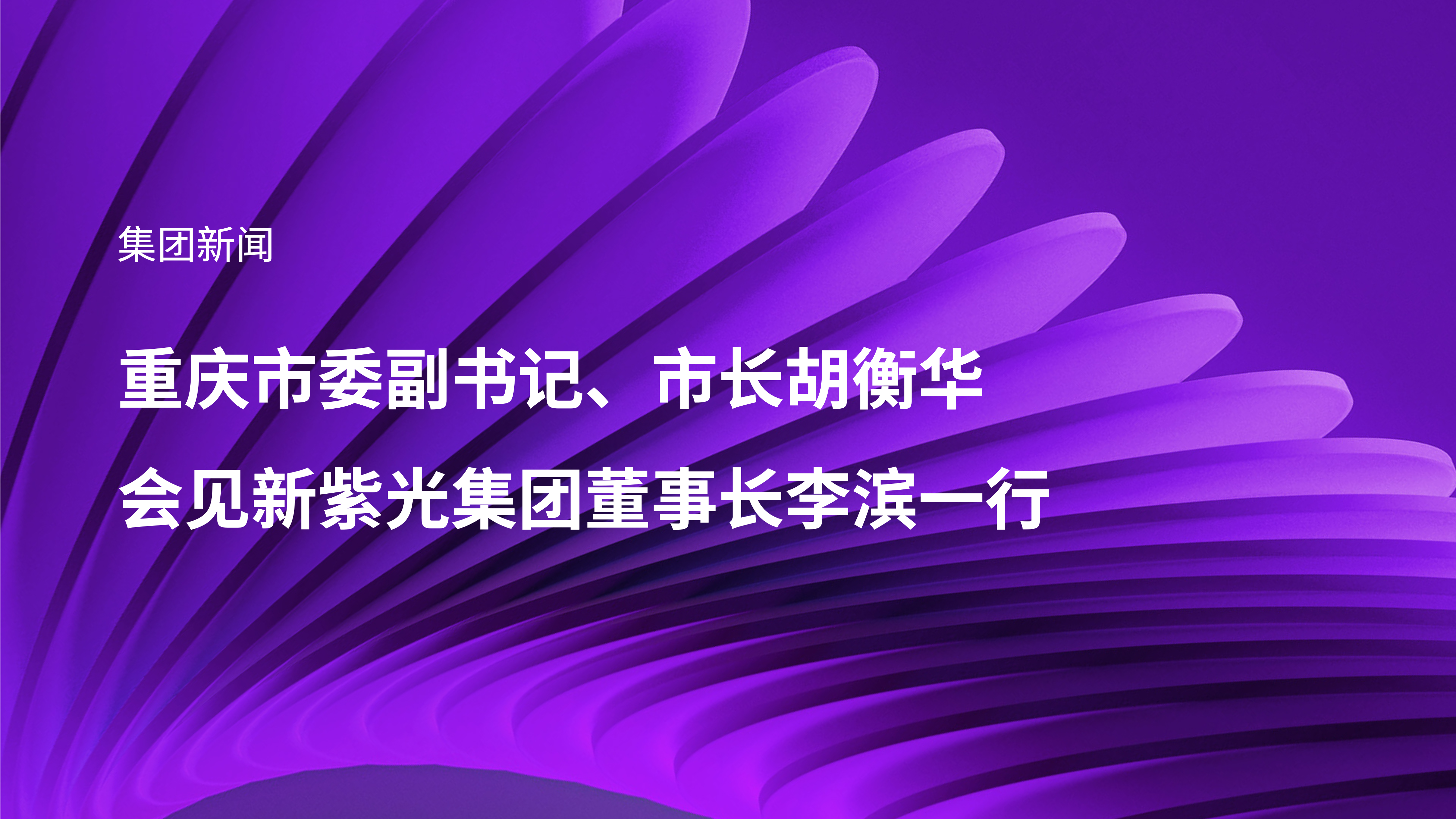 重庆市委副书记、市长胡衡华会见新紫光集团董事长李滨一行